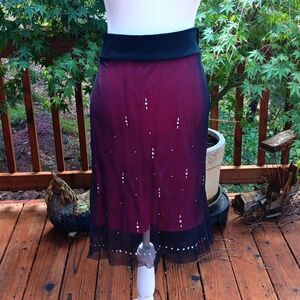 Vintage. M. Kalan Red and Black Skirt. Cocktail.